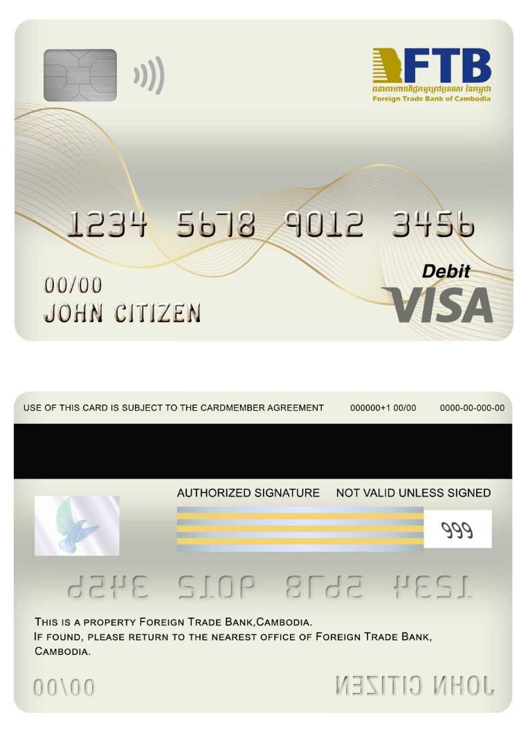 Cambodia Foreign Trade bank visa debit card